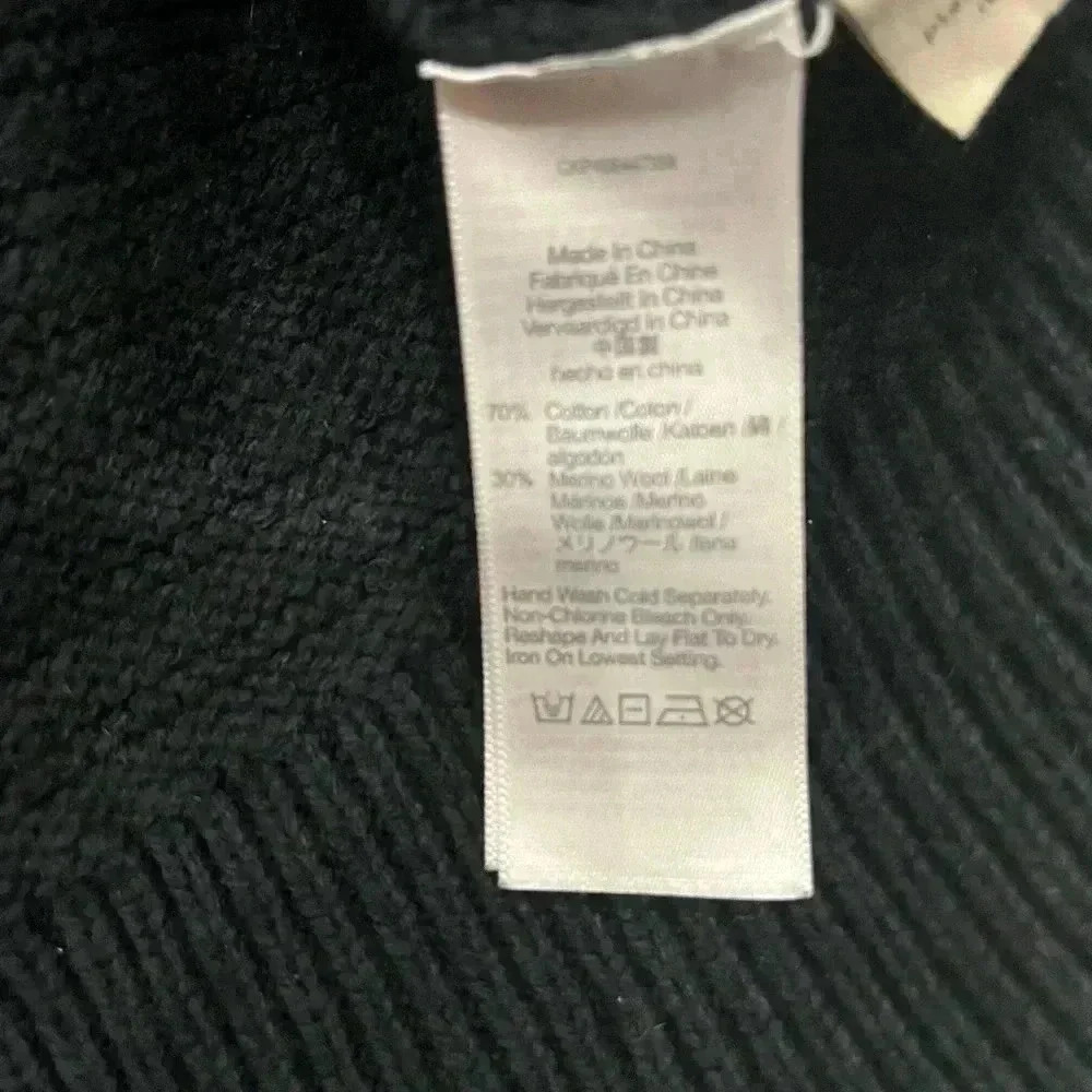[S]Madewell Black Ruffle-Neck Pullover Sweater in  Cotton-Merino Yarn - Picture 7 of 10